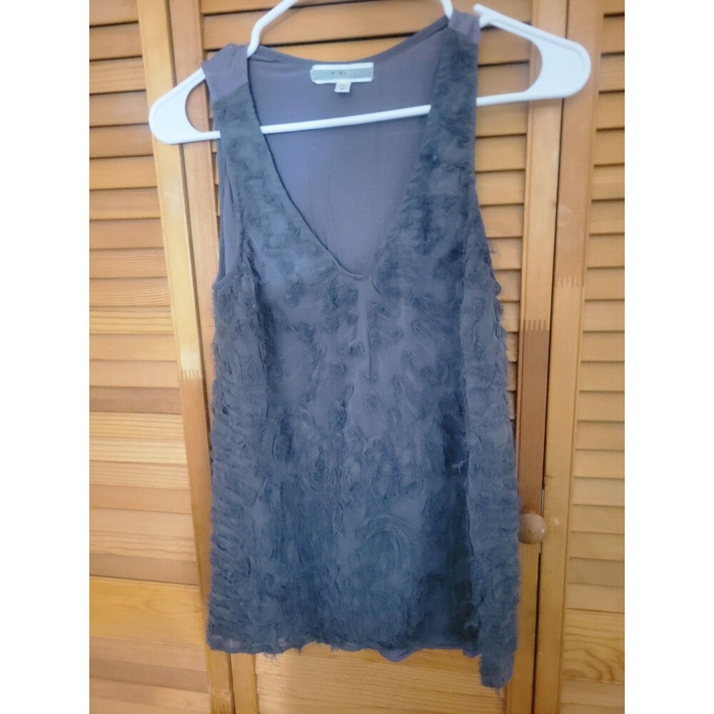 Unique Gray "Furry" Chic Glam Streetwear Tank Top Sz S PEI